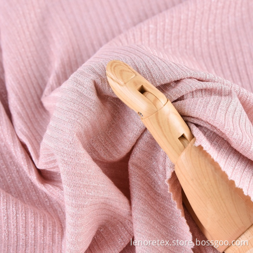 Knit Metallic Lurex Viscose Rayon Rib Fabric